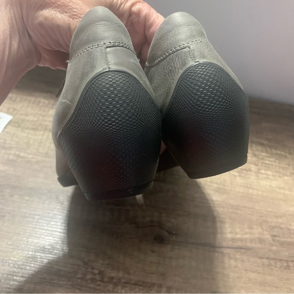 Ecco Sculptured Gray Lace Up Heeled Leather Pump Shoes - Picture 9 of 11